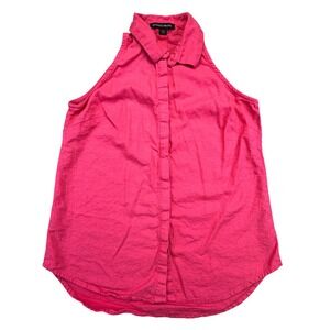 Boston Proper Shirt Women's Small Sleeveless Collared Button Front Pink‎ Office